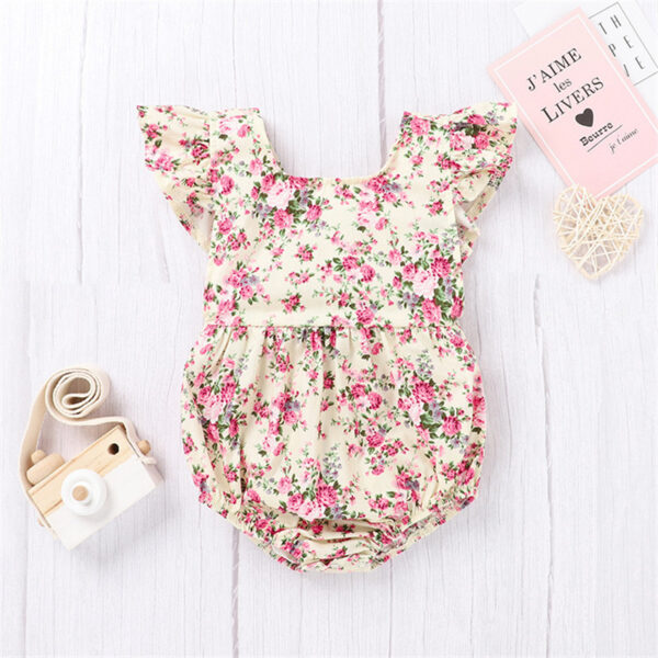 Floral Romper One-piece Romper For Infant And Toddler Girls - Image 3