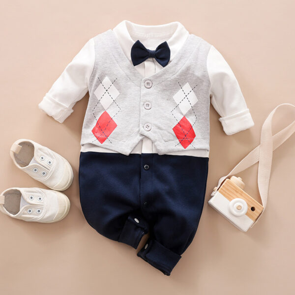 Baby Jumpsuit Spring And Autumn Models Foreign Trade Gentleman Baby Clothes Long-Sleeved Baby Clothes Baby Clothes - Image 3