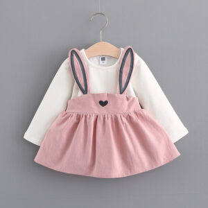 2021 autumn new Korean children’s clothing, girls cute rabbit dress, baby baby princess dress 916