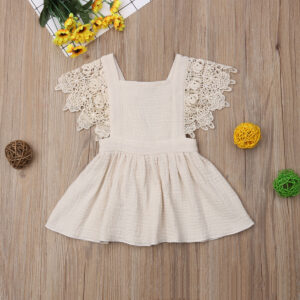 Summer Girls’ Lace Solid Color Strap Suspender Skirt