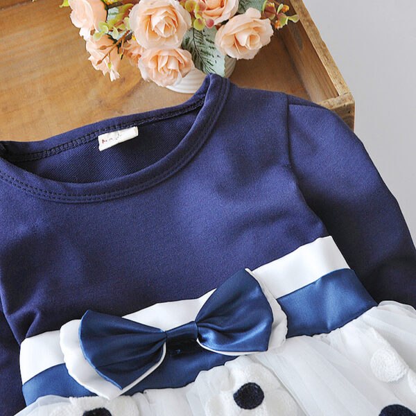 Flower bow long sleeve dress - Image 9