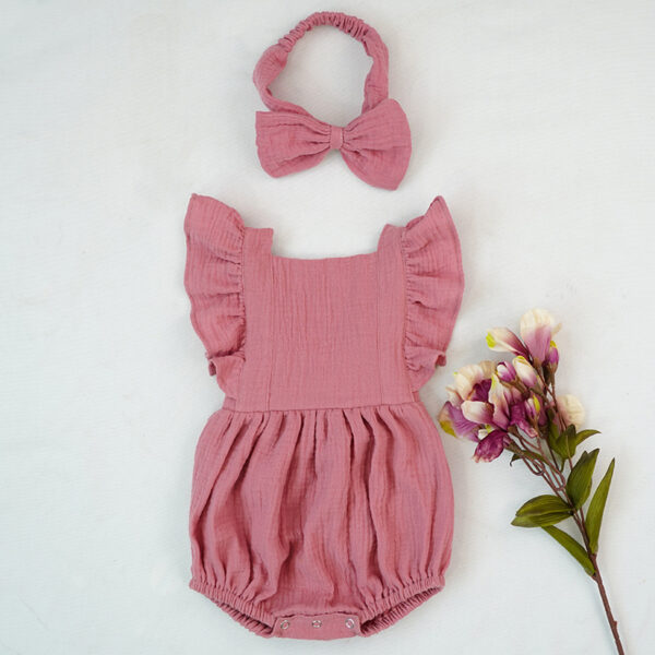 Ruffled short-sleeved girl romper wrinkle bag fart clothing - Image 4