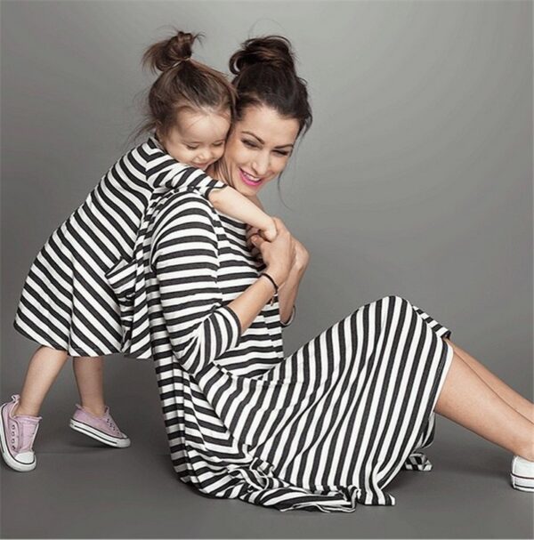 Family Clothing Matching Mother And Daughter Clothes Striped Dresses - Image 2