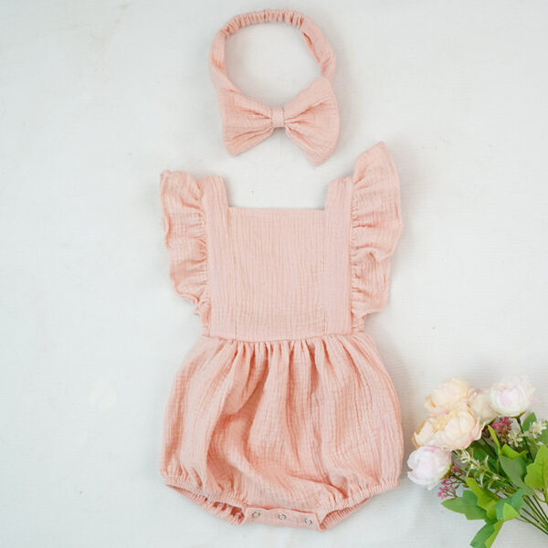 Ruffled short-sleeved girl romper wrinkle bag fart clothing - Image 7