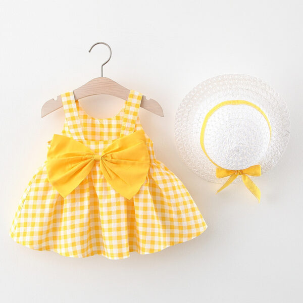 Baby Girl Plaid Skirt Fashion Girl Skirt Free Straw Hat - Image 6