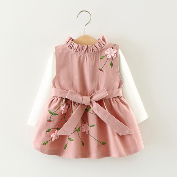 Children's wear autumn girls, cotton long sleeved T-shirt dress, two sets of infant princess skirt set - Image 5