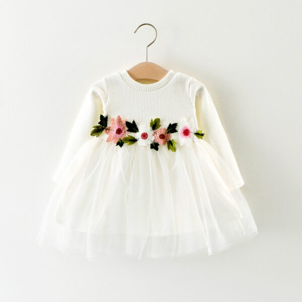A031 new fall manufacturers selling children waist flowers long sleeved dress princess dress baby skirt - Image 4