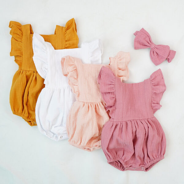 Ruffled short-sleeved girl romper wrinkle bag fart clothing - Image 5